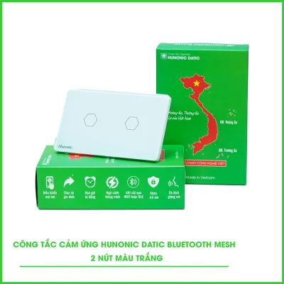Công Tắc Cảm Ứng 2 Nút BLE Mesh Hunonic Datic Màu Trắng