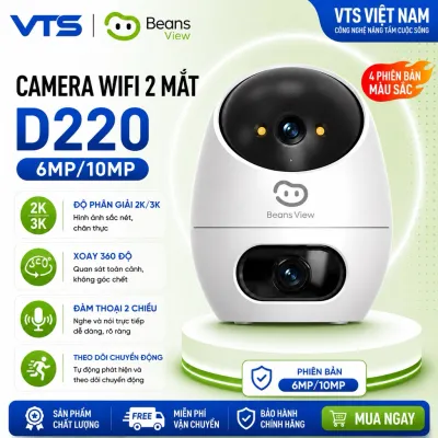 Camera Wifi 2 Mắt BeansView D220 (3MP+3MP)/(5MP+5MP), Ống Kính Kép, Tích Hợp Nút Gọi, Đàm Thoại