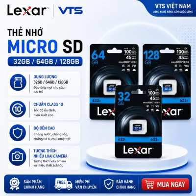 Thẻ Nhớ Micro SD LEXAR 32GB/64GB/128GB Chính Hãng, A1 Class 10, Chuyên Dùng Cho Camera, Máy Ảnh,..