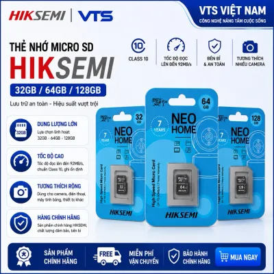 Thẻ Nhớ Micro SD 32GB/64GB/128GB HIKSEMI (HIKVISION) Class 10, 92MB/S - Chuyên Dụng Cho Camera,...