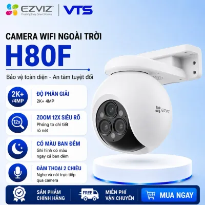 Camera Wifi EZVIZ H80F 4MP 2K+, Zoom 12X, Xoay 360 Độ, Đàm Thoại 2 Chiều, Có Màu, Theo Dõi Ai