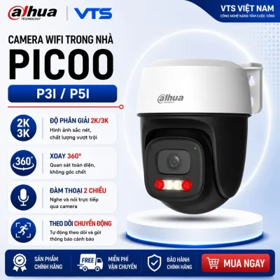 Camera Wifi DAHUA P3I 3MP/P5I 5MP Ngoài Trời, Có Màu Ban Đêm, Xoay 360 Độ, Đàm Thoại, Theo Dõi