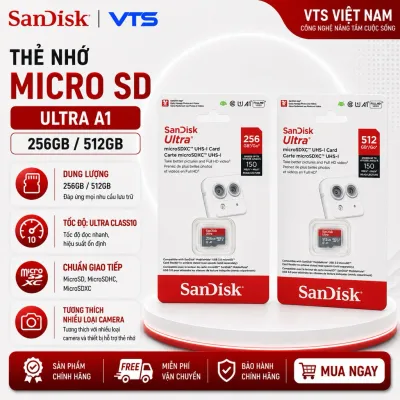 Thẻ Nhớ MicroSDXC SanDisk 256GB/512GB Ultra A1 C10 U1 UHS-I 150MB/s Chính Hãng, Bảo Hành 7 Năm