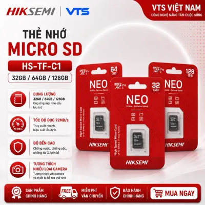 Thẻ Nhớ Micro SD HIKSEMI 32GB/64GB/128GB/256GB Chính Hãng, Class 10, 92MB/s, Chuyên Dụng Cho Camera