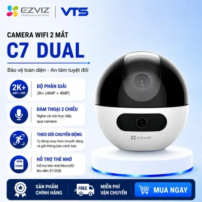 Camera Wifi EZVIZ 2 Mắt C7 Dual 2K+ (4MP + 4MP) Trong Nhà Cao Cấp, Xoay 360 Độ - Đàm Thoại 2 Chiều