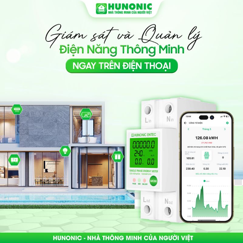Bộ Kiểm Soát Điện Năng Thông Minh Wifi HUNONIC ENTEC 2