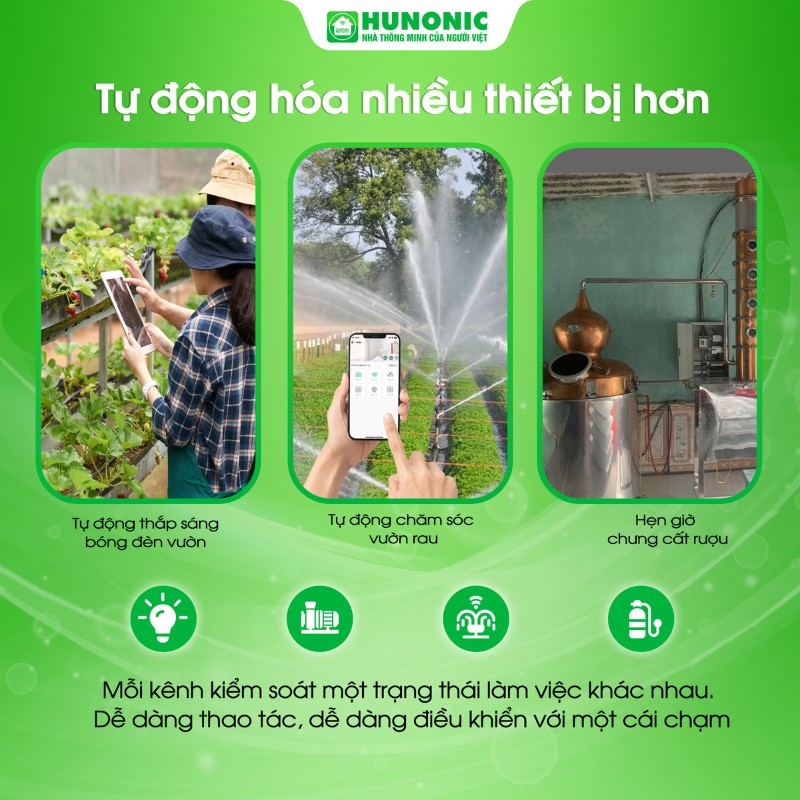 Công tắc thông minh Hunonic Lahu 2 kênh điều khiển từ xa 5