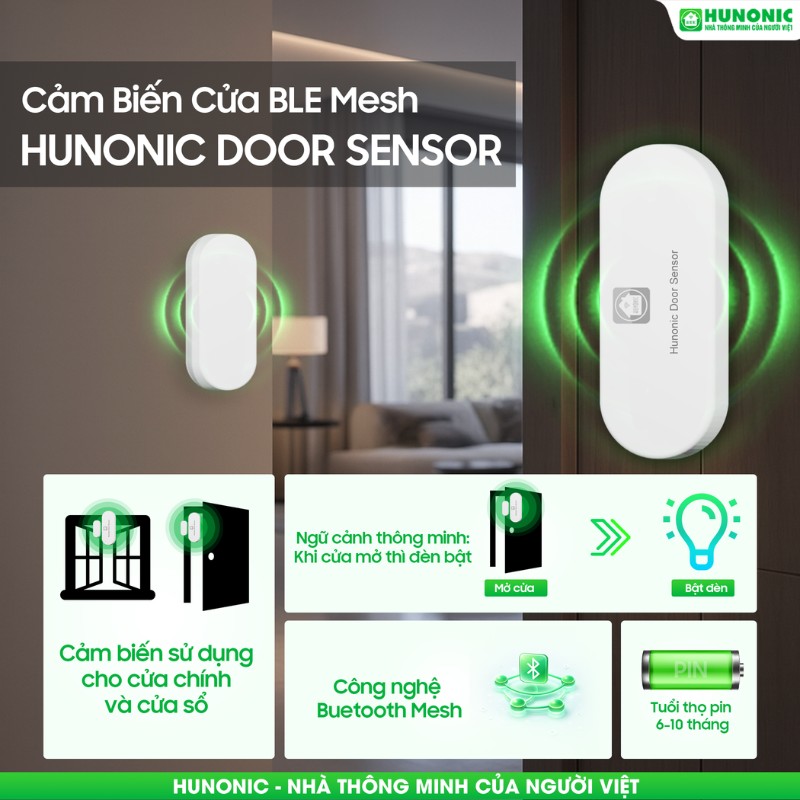 Bộ cảm biến cửa BLE Mesh Hunonic Door Sensor 6