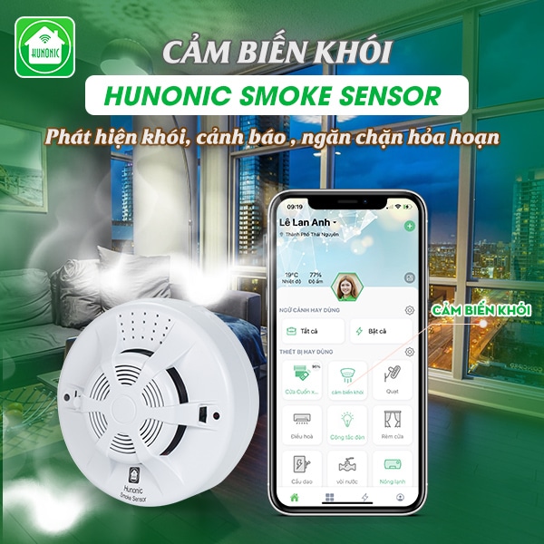 Bộ Cảm Biến Khói Thông Minh Hunonic Smoke Sensor 2