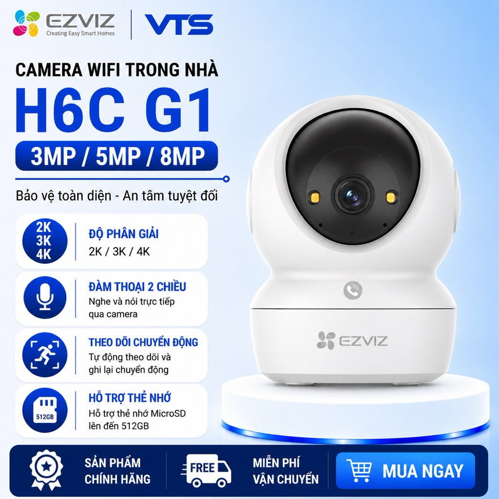 Camera Wifi EZVIZ H6C PRO, H6C G1 3MP/5MP/8MP - Xoay 360 Độ, Đàm Thoại 2 Chiều, Theo Dõi Chuyển Động 5
