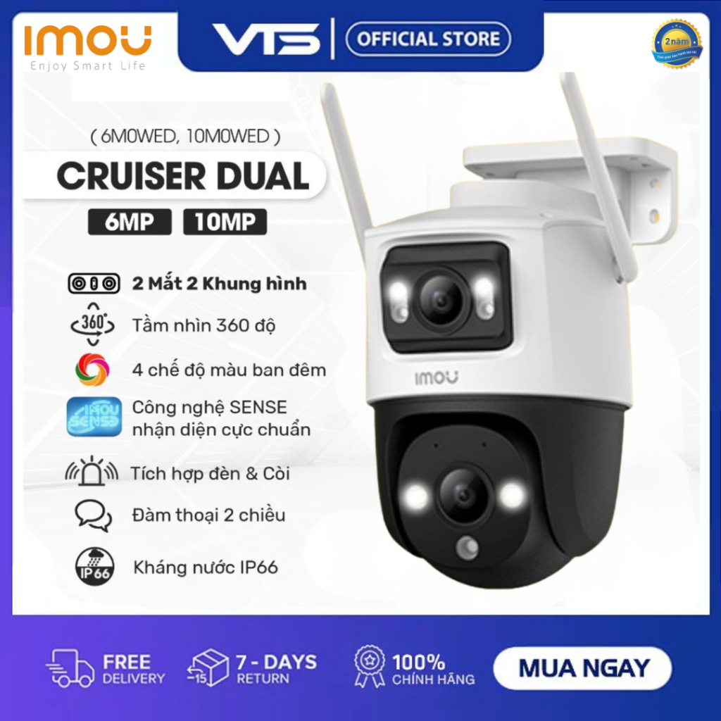 Camera Wifi IMOU 2 Mắt Cruiser Dual 2 S7XEP 6MP/10MP, S7XFP Pro 8MP Có Màu Ban Đêm, Xoay 360 Độ 6