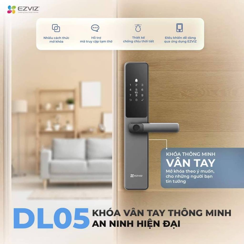 Khóa Vân Tay EZVIZ DL05, Nhiều Cách Mở Khóa, Tích Hợp Chuông Cửa, Kết Nối Với Camera EZVIZ 2