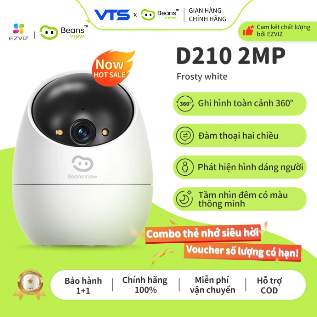 Camera Wifi BeansView D210 2MP/5MP Trong Nhà , Xoay 360 Độ, Đàm Thoại, Phát Hiện Người Và Thú Cưng 4