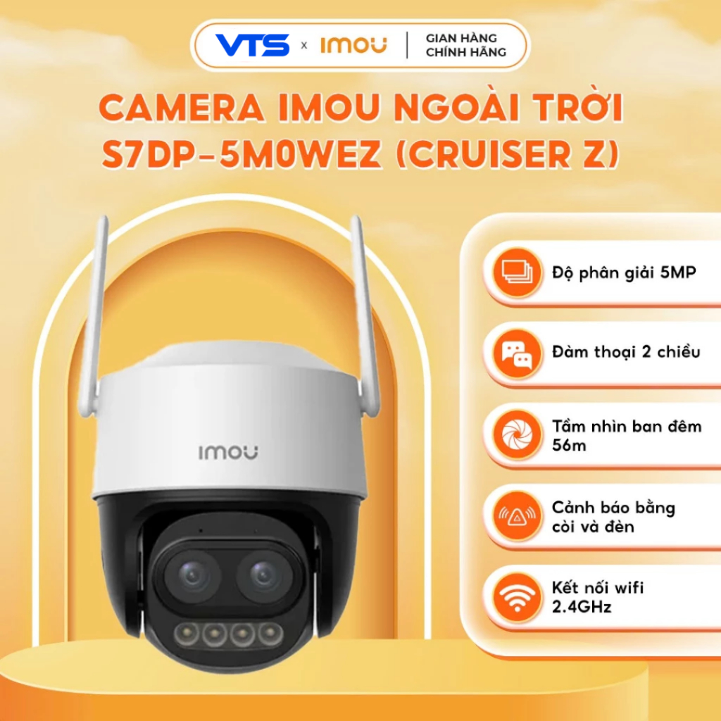 Camera Wifi IMOU CRUISER Z S7DP 3K 5MP, Zoom 12X, Ống Kính Kép, Xoay 360 Độ, Đàm Thoại, Có Màu 4
