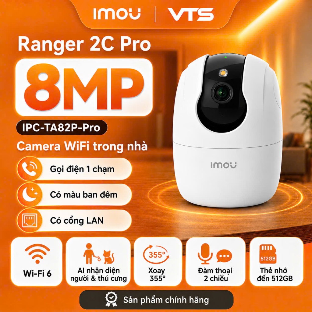 Camera Wifi IMOU RANGER 2C PRO TA32P/TA52P/TA82P Trong Nhà - Xoay 360 Độ, Wifi 6, Đàm Thoại,Báo Động 5