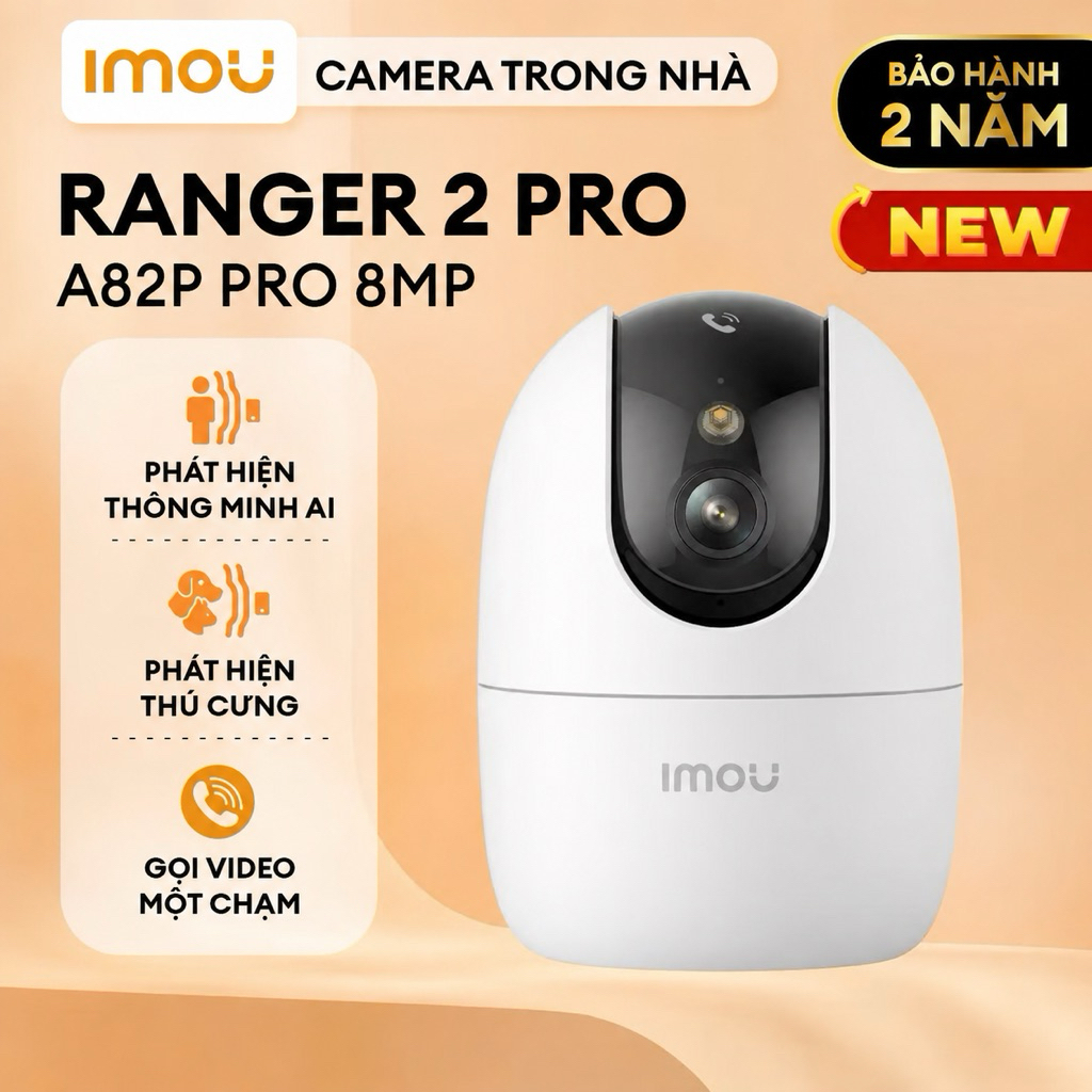 Camera Wifi IMOU RANGER 2 PRO A32P 3MP/A52P 5MP/A82P 8MP, Hổ Trợ Wifi 6, Xoay 360 Độ, Có Nút Gọi 6
