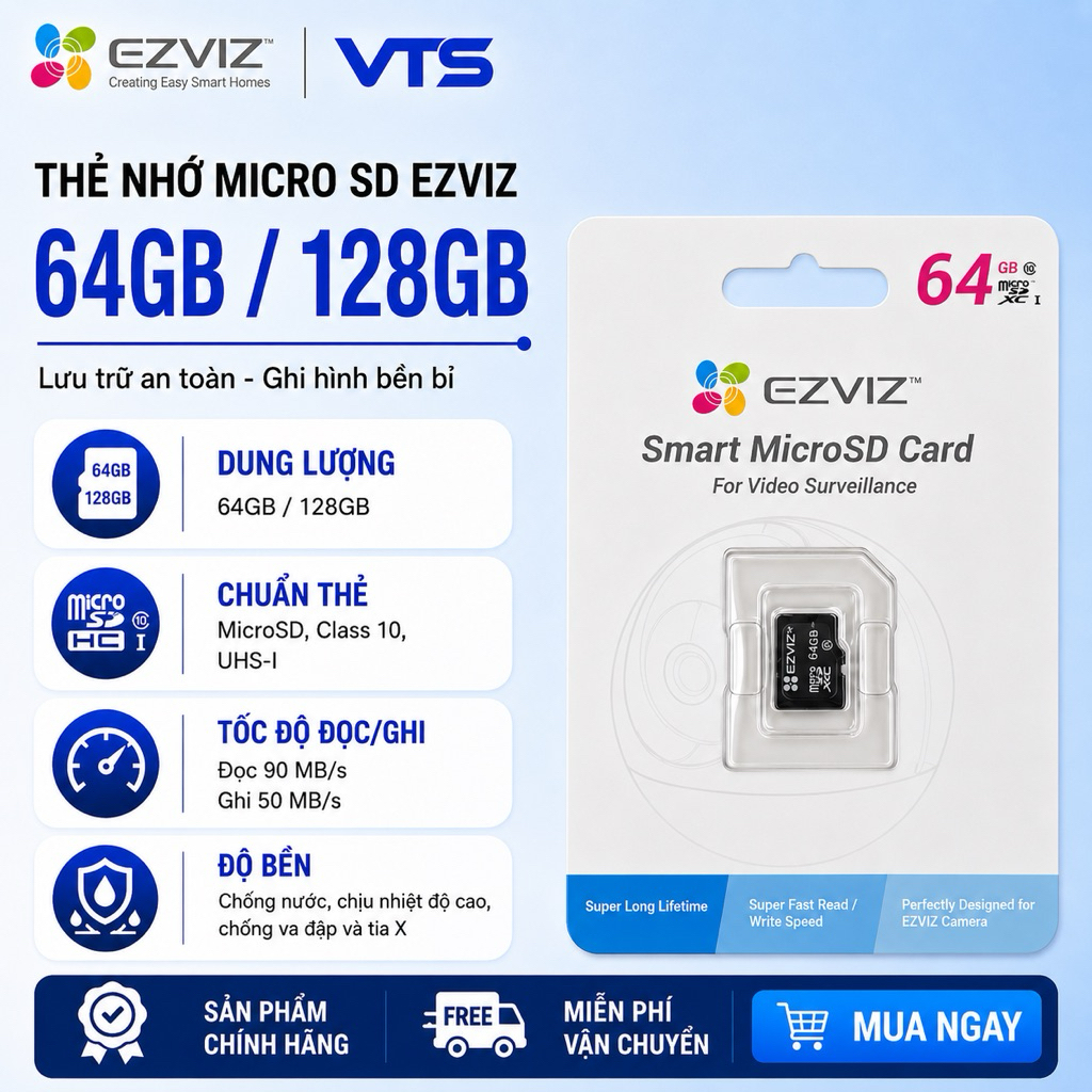 Thẻ nhớ Micro SD EZVIZ x LEXAR 32GB/ 64GB/128GB Chính Hãng, Tốc Độ Cao Cho Camera, Điện Thoại 2