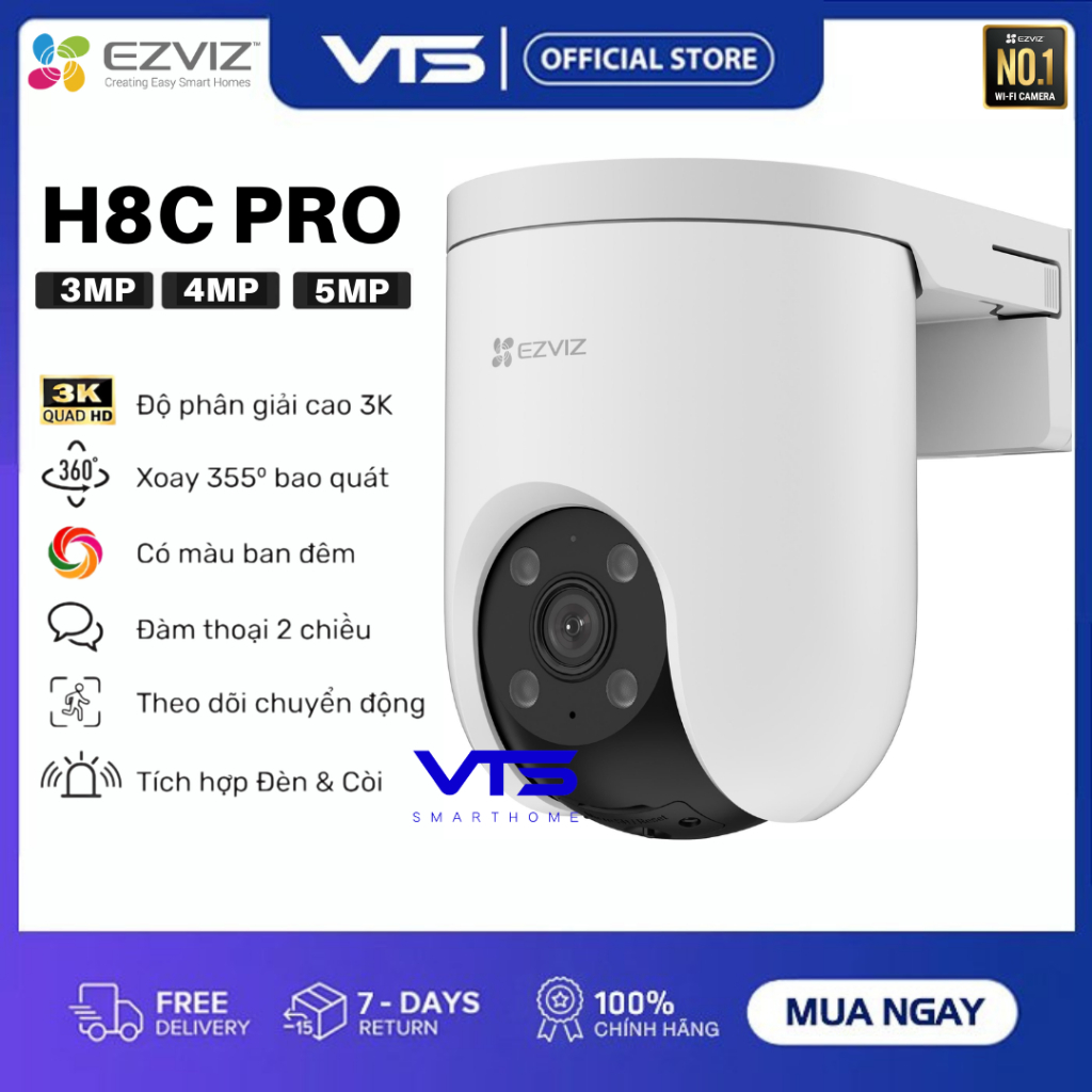 Camera Wifi EZVIZ H8C PRO 3MP/4MP/5MP/8MP, H8C PRO R210, Xoay 360 Độ, Đàm Thoại 2 Chiều, Có Màu 4