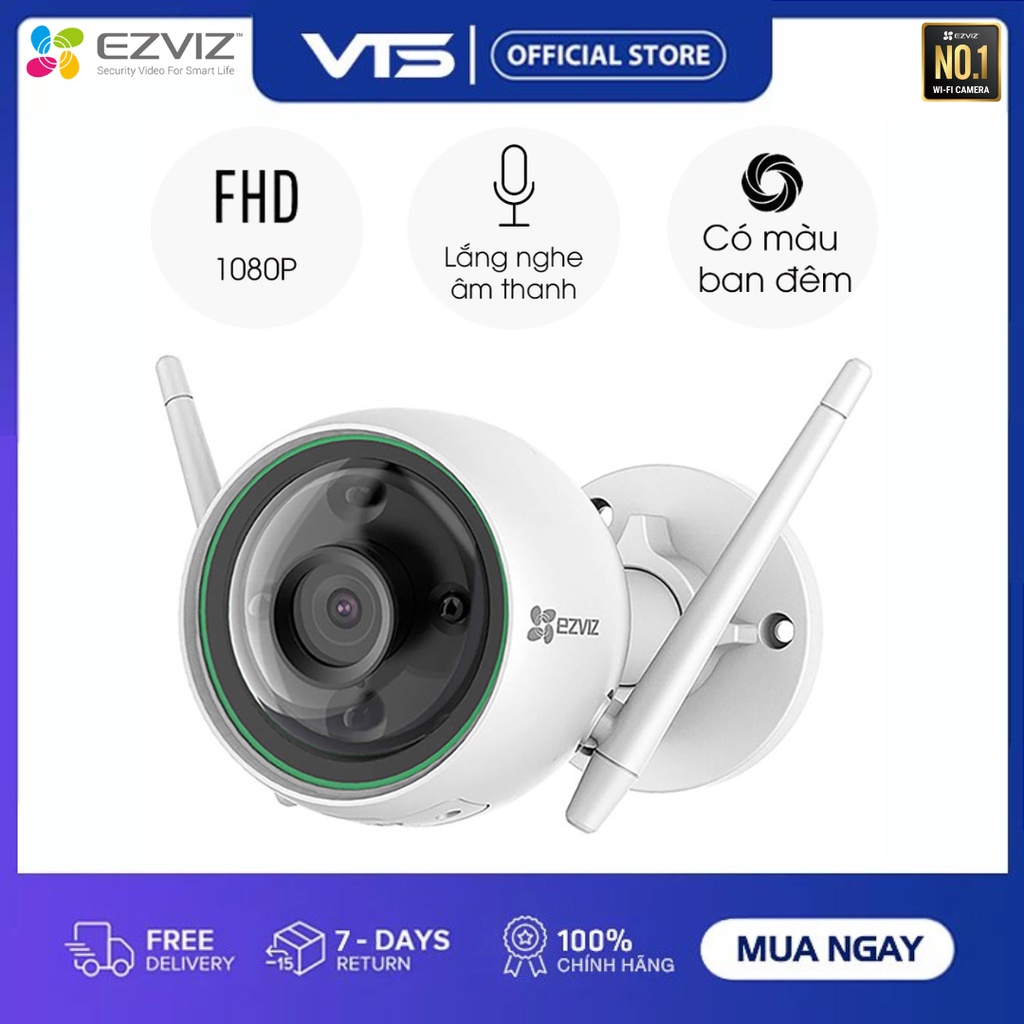 Camera WIFI EZVIZ C3N 2.0MP, CS-C3N-A0-3H2WFRL 1080P ngoài trời - Tích hợp Micro Thu Âm -  Full color 2