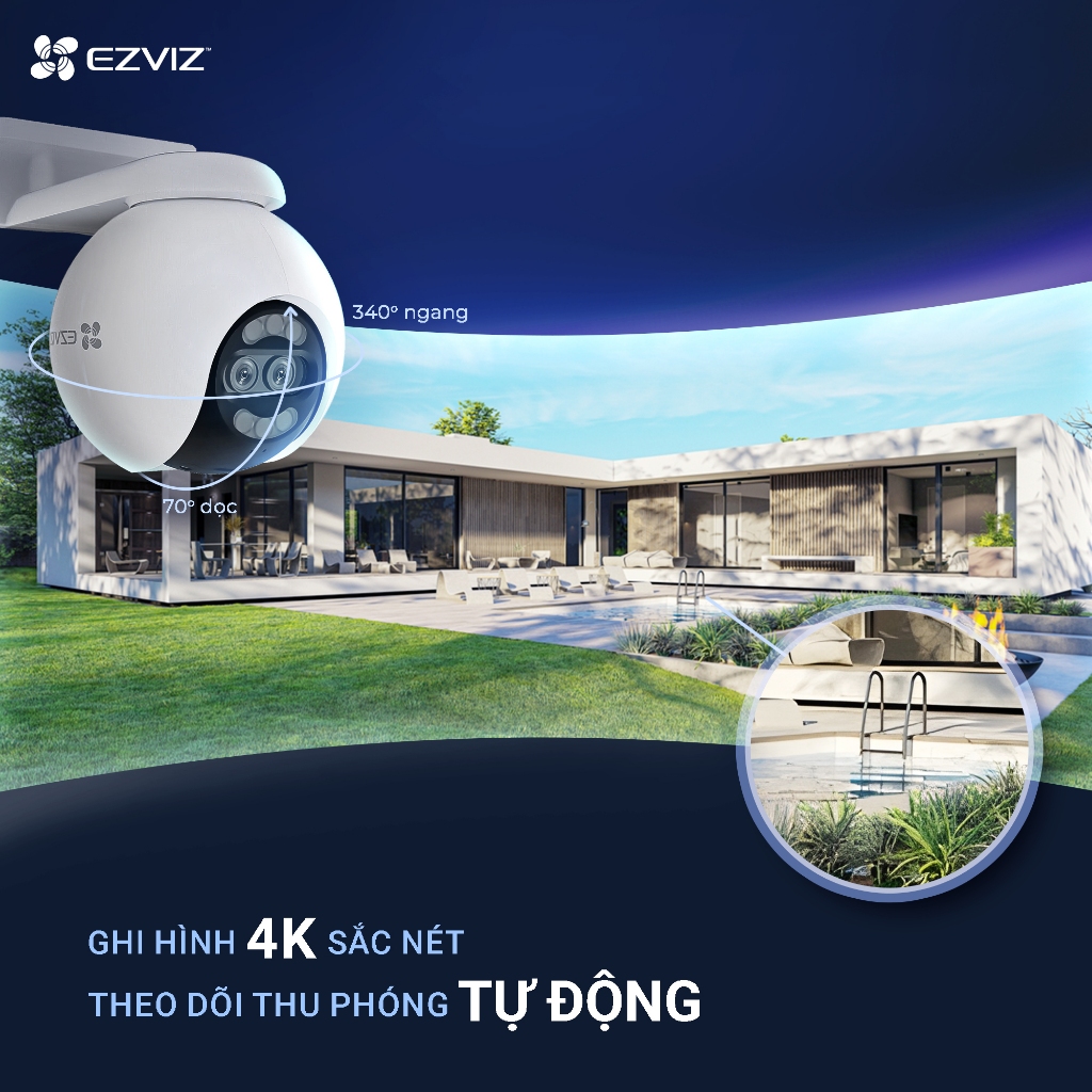 Camera Wifi EZVIZ H80X 4K 8MP/H8X 2K+ 4MP/H8 Pro 5MP, Xoay 360, Đàm Thoại 2 Chiều, Có Màu Ban Đêm 7