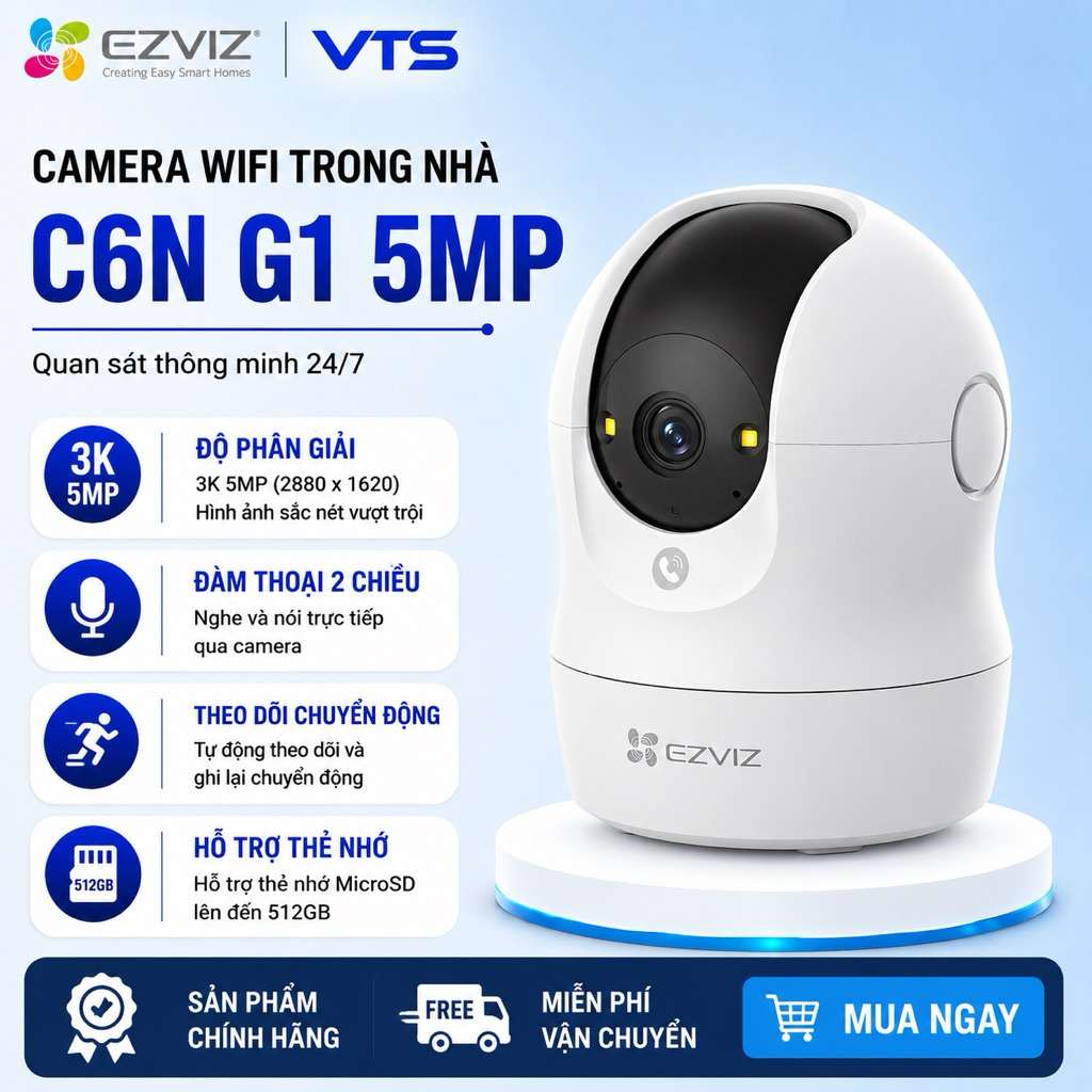 Camera Wifi EZVIZ C6N G1 5MP/H6C G1 5MP/C6N PRO 3MP/H6C PRO 3MP - Xoay 360 Độ, Đàm Thoại 2 Chiều 2