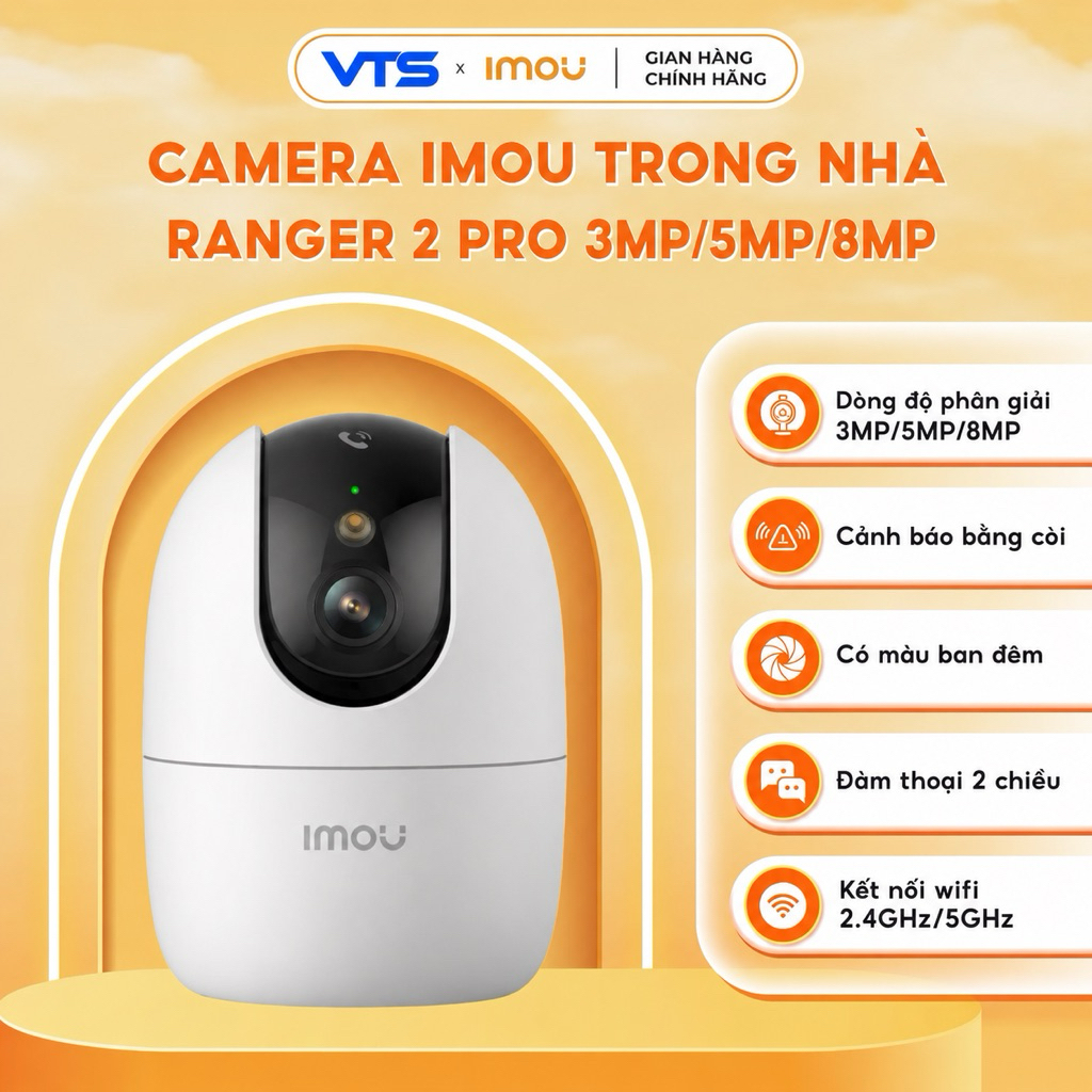 Camera Wifi IMOU RANGER 2 PRO A32P 3MP/A52P 5MP/A82P 8MP, Hổ Trợ Wifi 6, Xoay 360 Độ, Có Nút Gọi 4