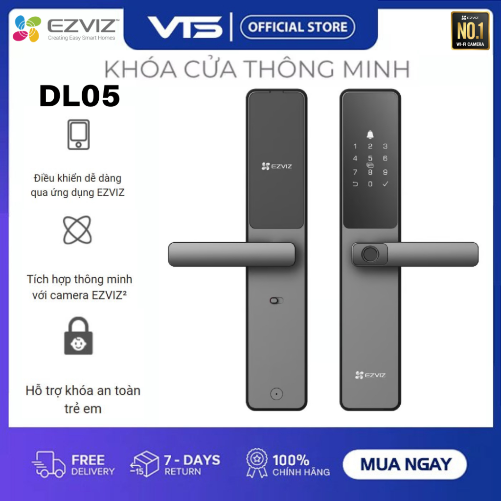 Khóa Vân Tay EZVIZ DL05, Nhiều Cách Mở Khóa, Tích Hợp Chuông Cửa, Kết Nối Với Camera EZVIZ 10
