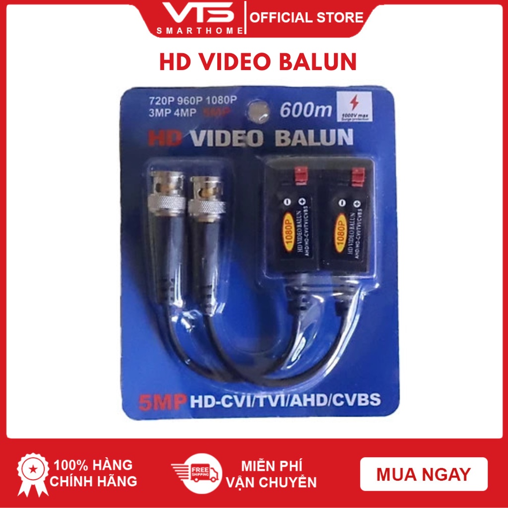 Bộ Jack Balun Chuyển Đổi Tín Hiệu Camera Loại Tốt (1080P) - CVI/TVI/AHD/CVBS - VTS Smarthome 6