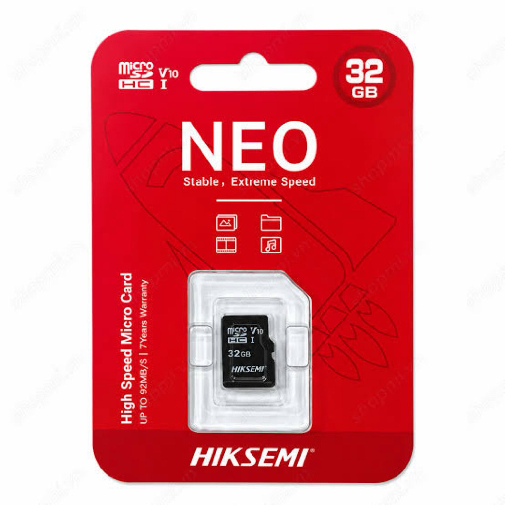 Thẻ Nhớ Micro SD HIKSEMI 32GB/64GB/128GB/256GB Chính Hãng, Class 10, 92MB/s, Chuyên Dụng Cho Camera 3