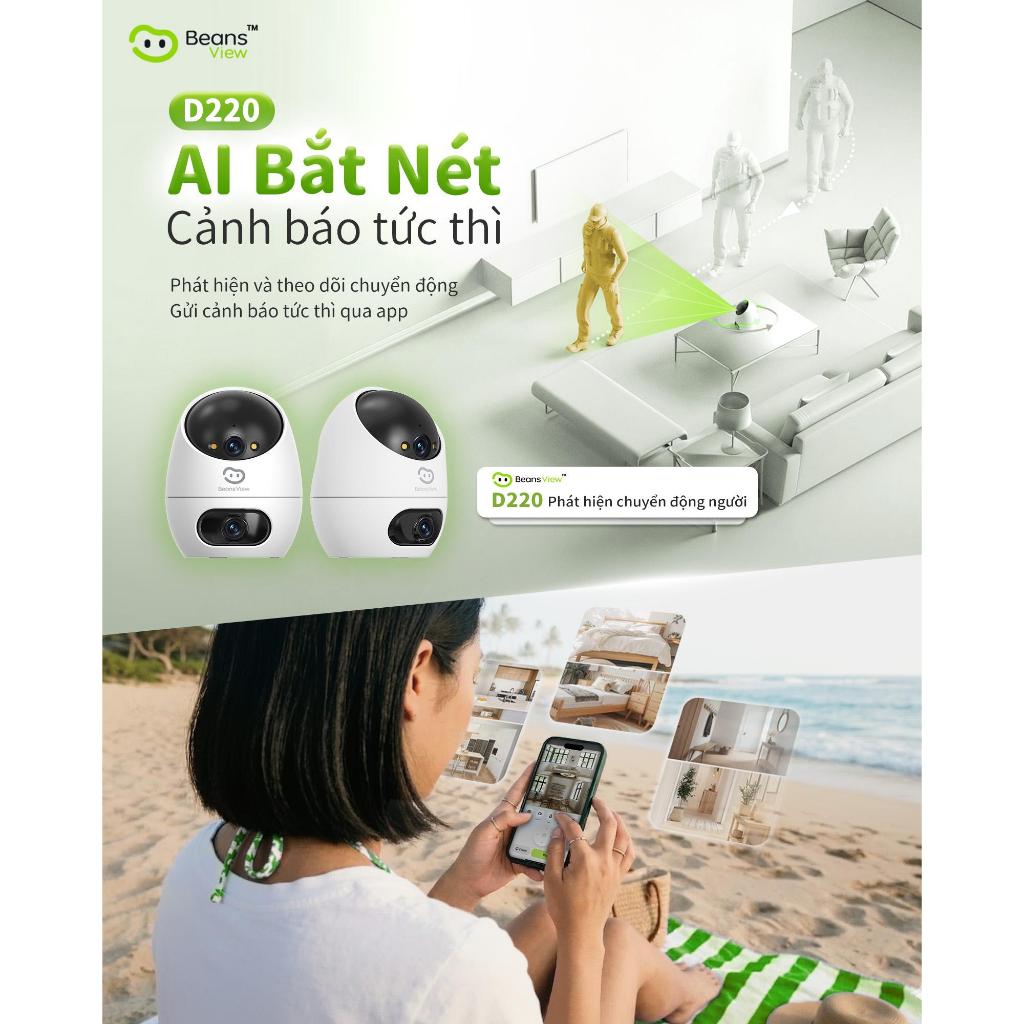 Camera Wifi 2 Mắt BeansView D220 (3MP+3MP)/(5MP+5MP), Ống Kính Kép, Tích Hợp Nút Gọi, Đàm Thoại 8