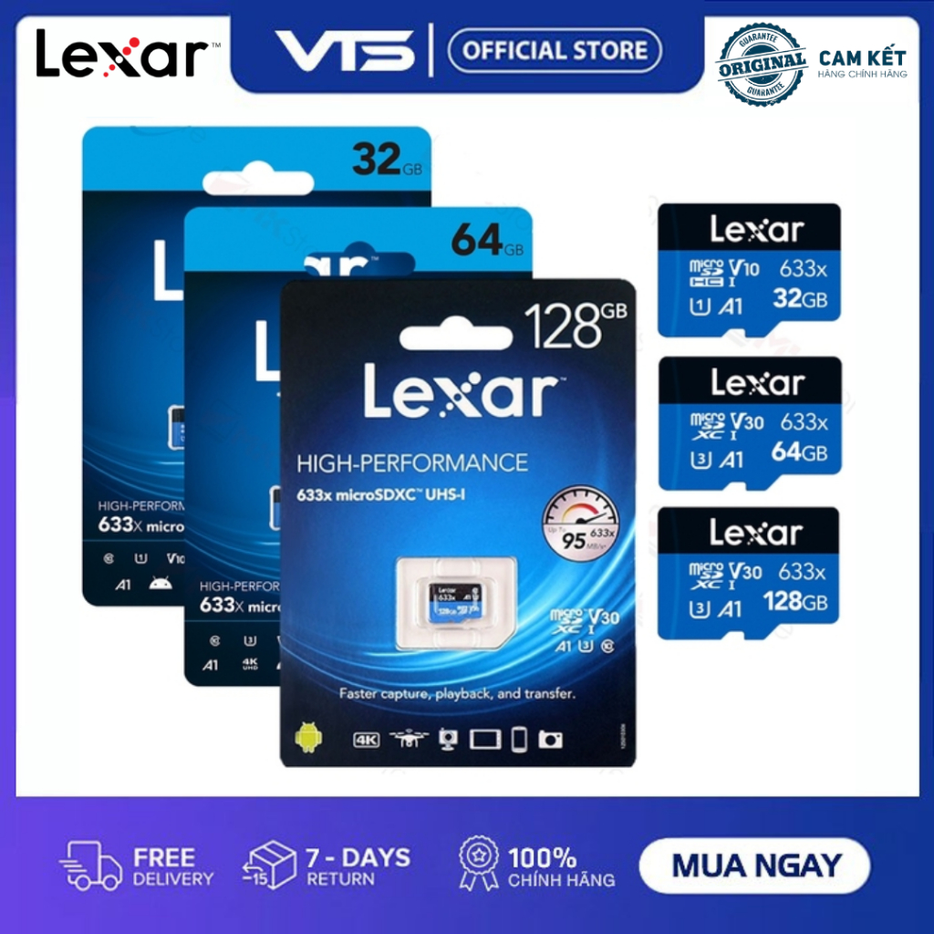 Thẻ Nhớ Micro SD LEXAR 32GB/64GB/128GB Chính Hãng, A1 Class 10, Chuyên Dùng Cho Camera, Máy Ảnh,.. 3
