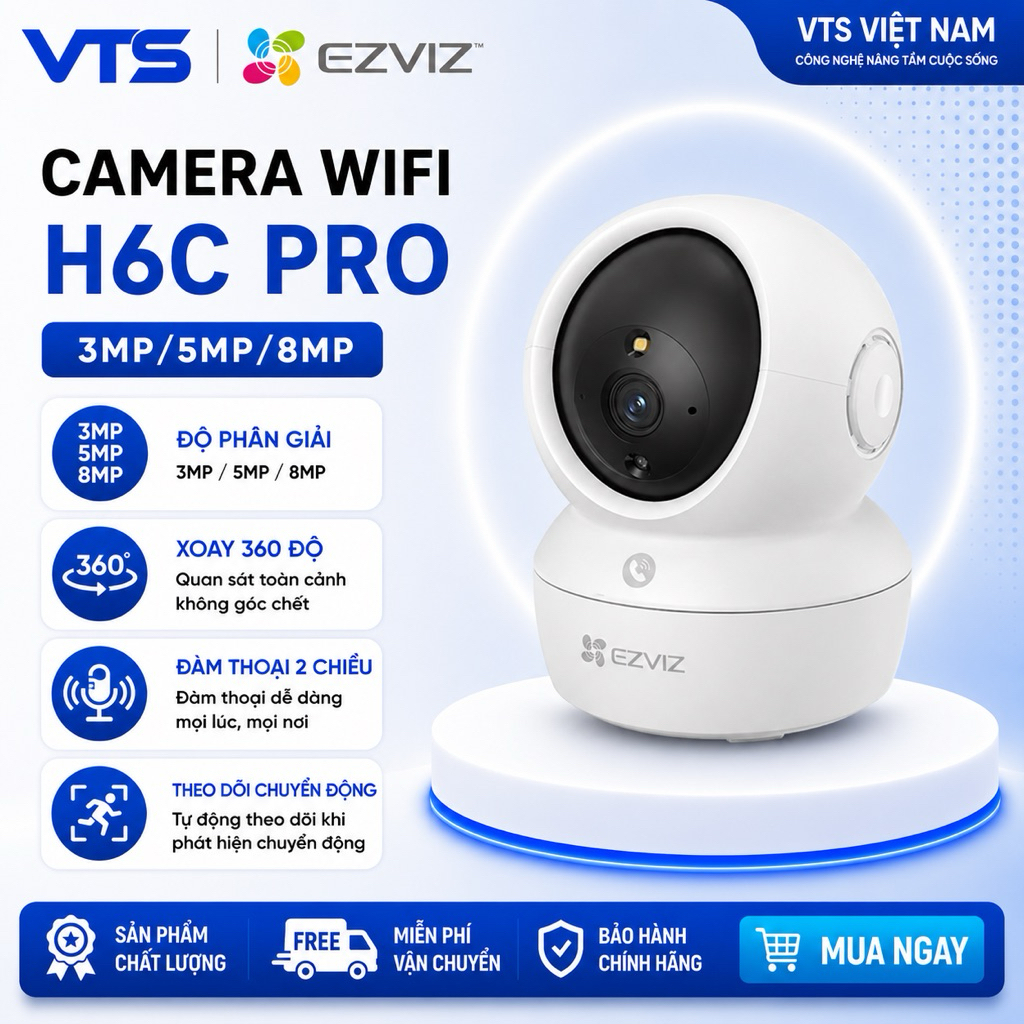 Camera Wifi EZVIZ H6C PRO, H6C G1 3MP/5MP/8MP - Xoay 360 Độ, Đàm Thoại 2 Chiều, Theo Dõi Chuyển Động 3