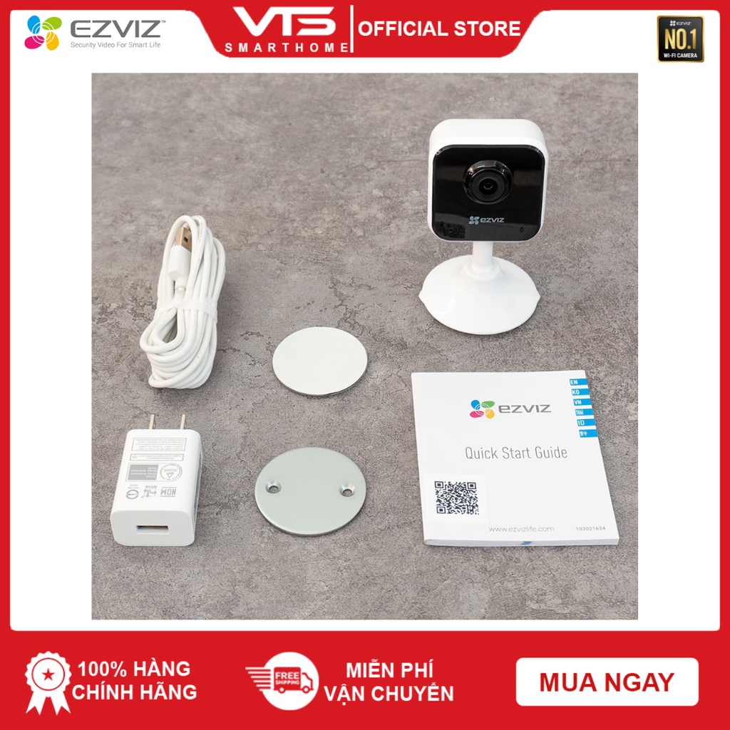 Camera Wifi EZVIZ H1C 2MP, Full HD 1080P, Góc Rộng 108 Độ, Đàm Thoại 2 Chiều, Báo Động 7