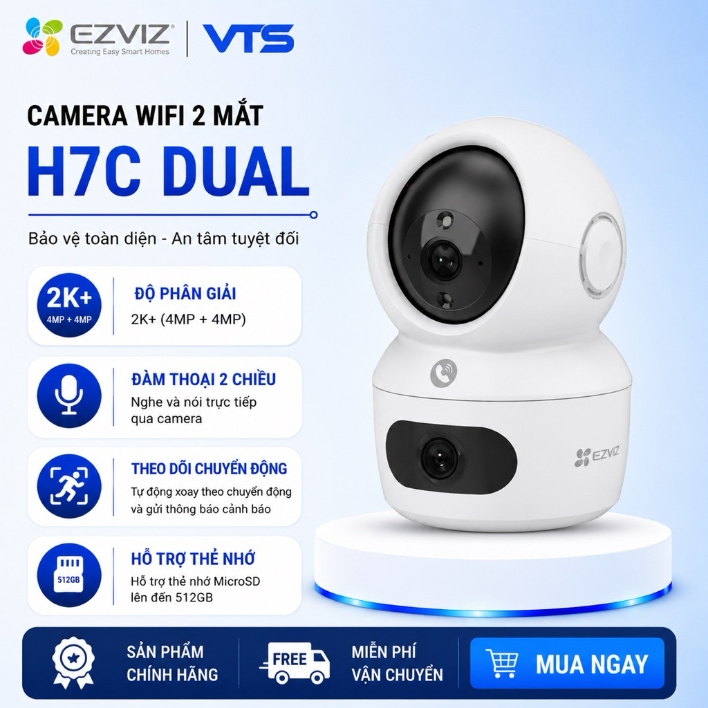 Camera Wifi EZVIZ 2 Mắt H7C Dual (4MP + 4MP), Xoay 360 Độ, Đàm Thoại 2 Chiều, Theo Dõi Chuyển Động 3