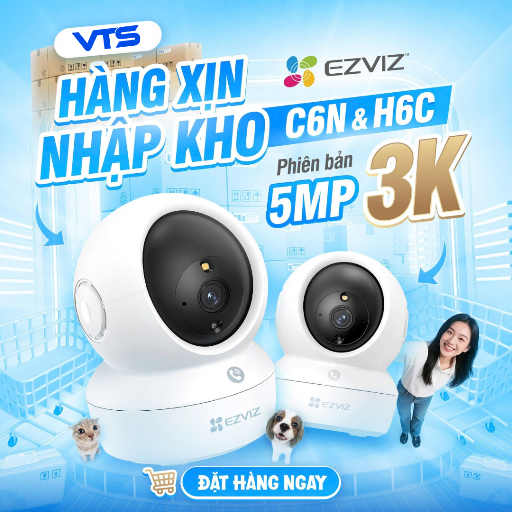 Camera Wifi EZVIZ H6C G1 3K 5MP/H6C PRO 3MP, Xoay 360 độ, Đàm Thoại 2 Chiều, Theo Dõi Chuyển Động 3