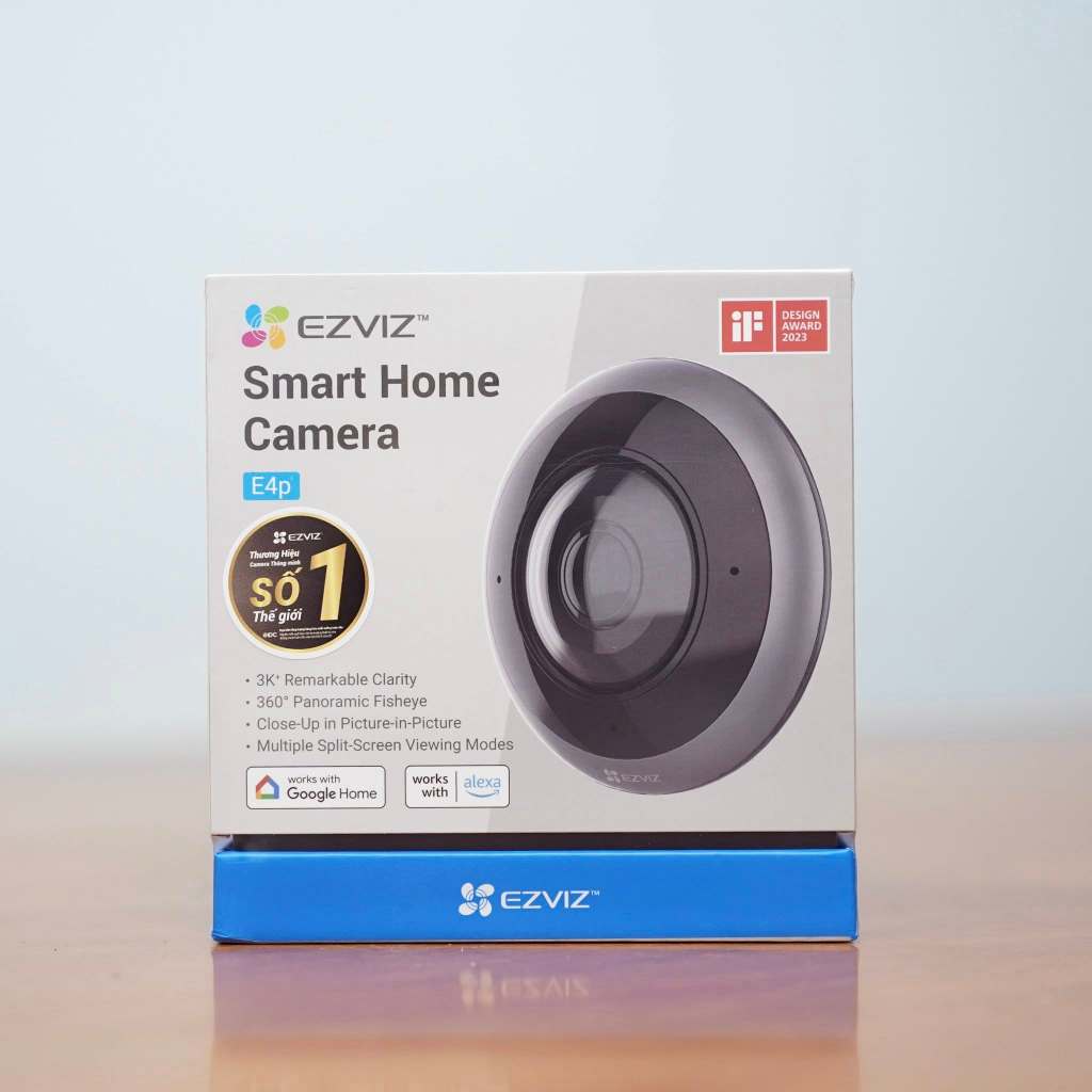 Camera Wifi EZVIZ E4P 6MP 3K+ Mắt Cá Toàn Cảnh, Fish Eye Camera, Đàm Thoại, Hồng Ngoại, AI