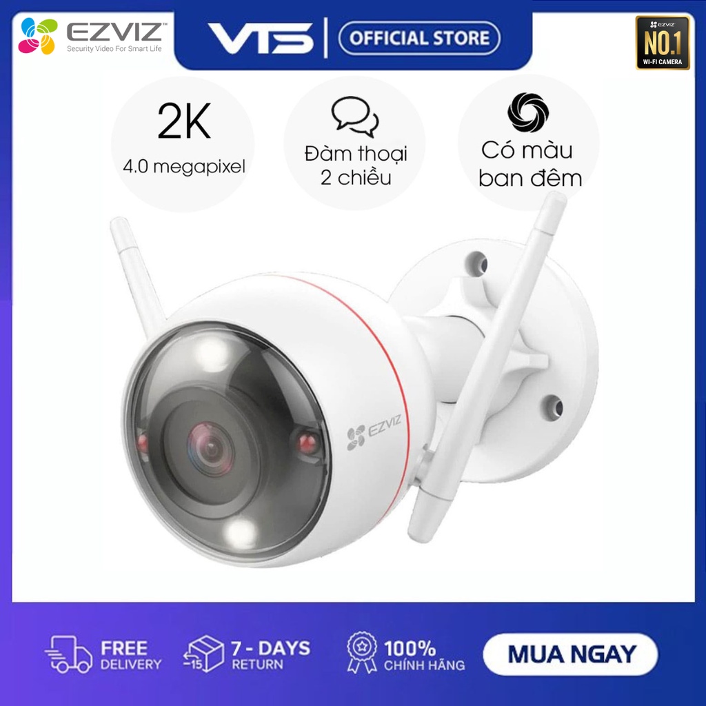 Camera WIFI Ngoài trời EZVIZ C3W PRO 4MP IP67, Màu Ban Đêm, Âm Thanh 2 Chiều, Đèn và Còi Báo Động, AI 3