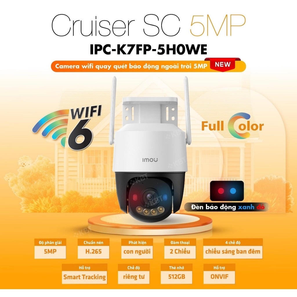 Camera Wifi IMOU CRUISER SC K7FP 3MP/5MP/8MP, Đèn Cảnh Báo Xanh Đỏ, Đàm Thoại 2 Chiều, Theo Dõi 5