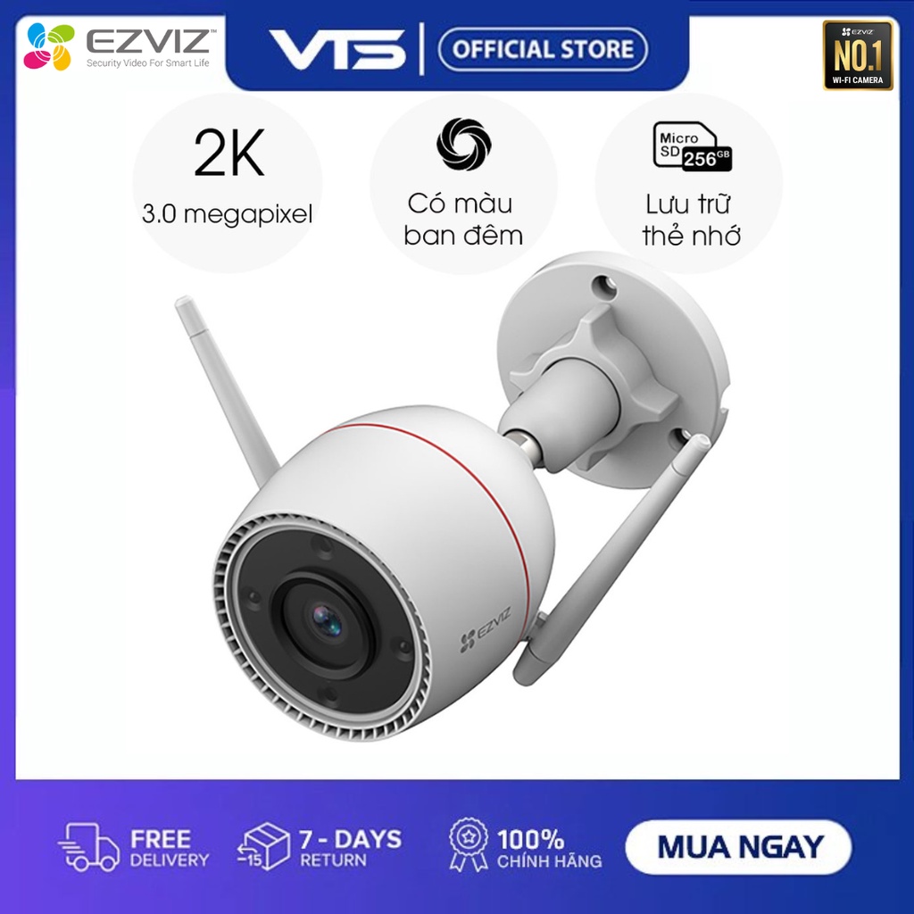 Camera Wifi EZVIZ C3TN 2K 3MP Full Color, Âm Thanh 2 Chiều, (Bảng Nâng Cấp C3N) - VTS Smart 2