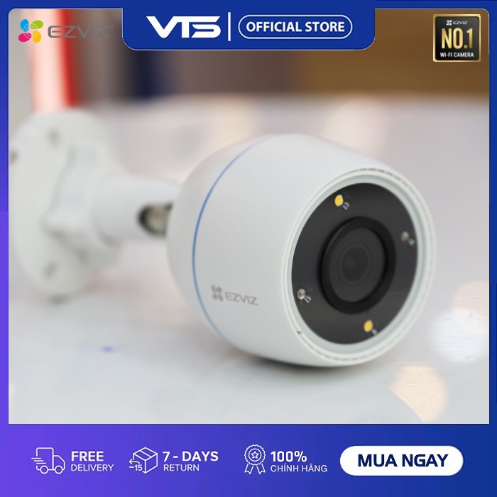 Camera Wifi EZVIZ H3C 2MP Color, Full HD - Mic Thu Âm, Có Màu Ban Đêm - Chuẩn Nén H.265 - VTS VN 7
