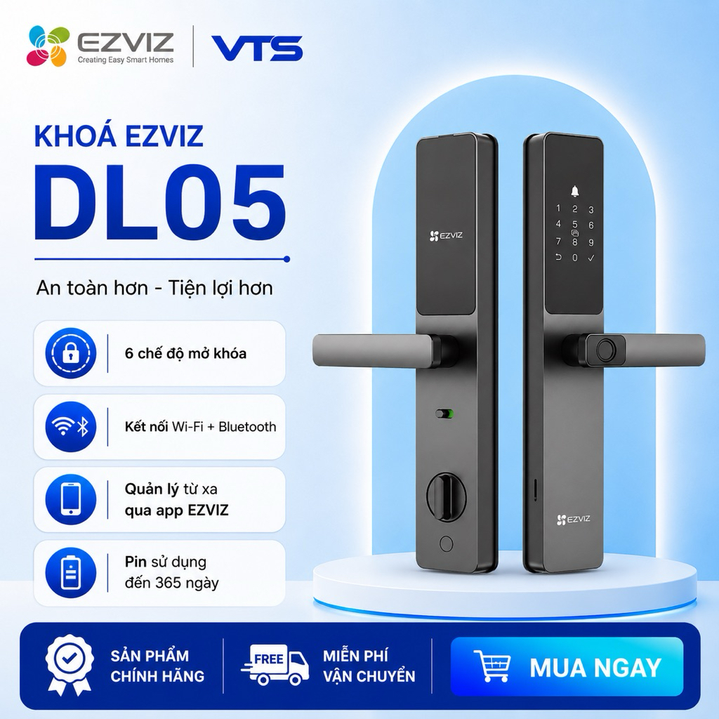 Khóa Vân Tay EZVIZ DL05, Nhiều Cách Mở Khóa, Tích Hợp Chuông Cửa, Kết Nối Với Camera EZVIZ 3