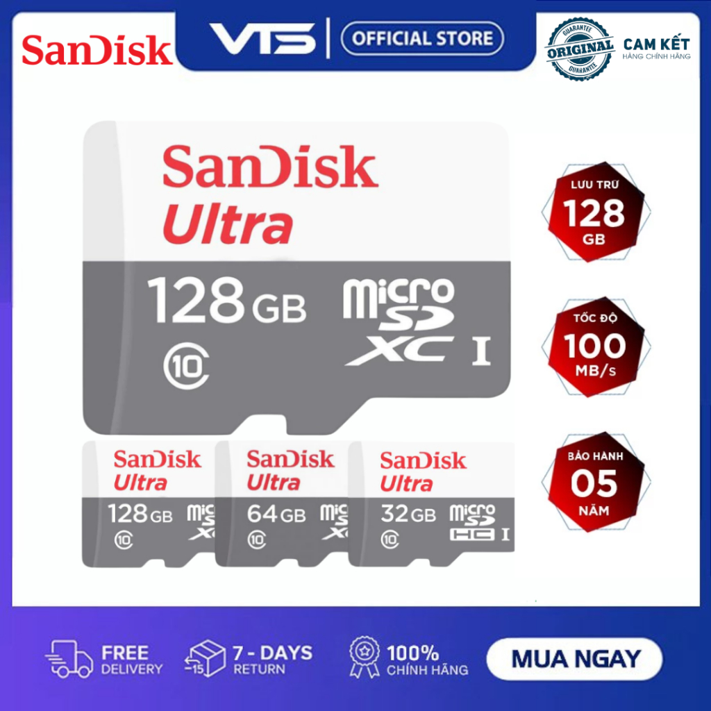 Thẻ Nhớ Micro SD Sandisk 32GB/64GB/128GB Chính Hãng – Tốc Độ Cao, Bền Bỉ, Chuyên Dùng Cho Camera... 9
