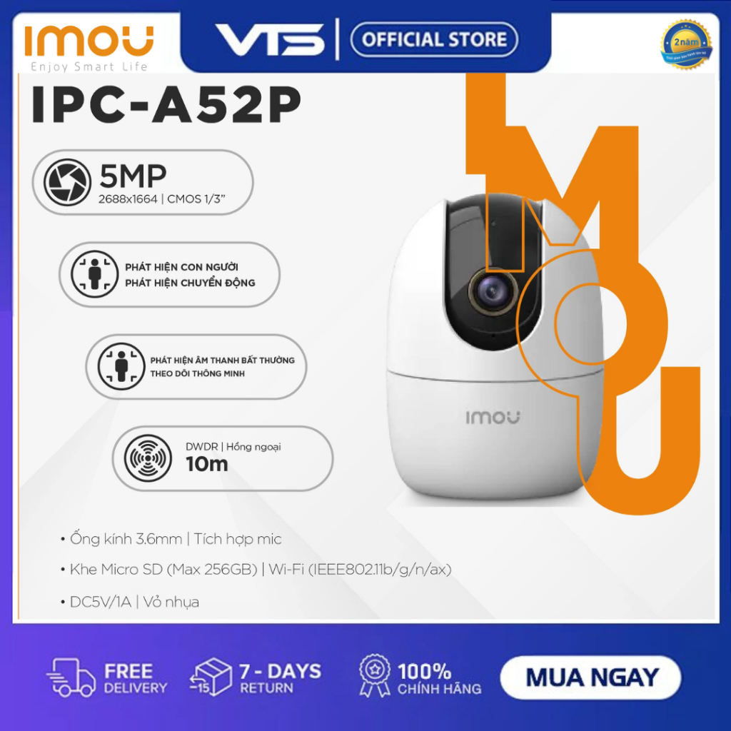 Camera Wifi IMOU Ranger 2 A32EP/A52P, Ranger 2 Pro A32P/A52P/A82P Pro/K2MP Xoay 360 độ, Đàm Thoại 10