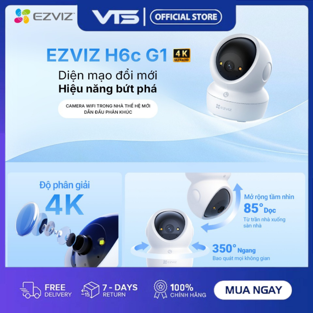 Camera Wifi EZVIZ H6C PRO, H6C G1 3MP/5MP/8MP - Xoay 360 Độ, Đàm Thoại 2 Chiều, Theo Dõi Chuyển Động 8
