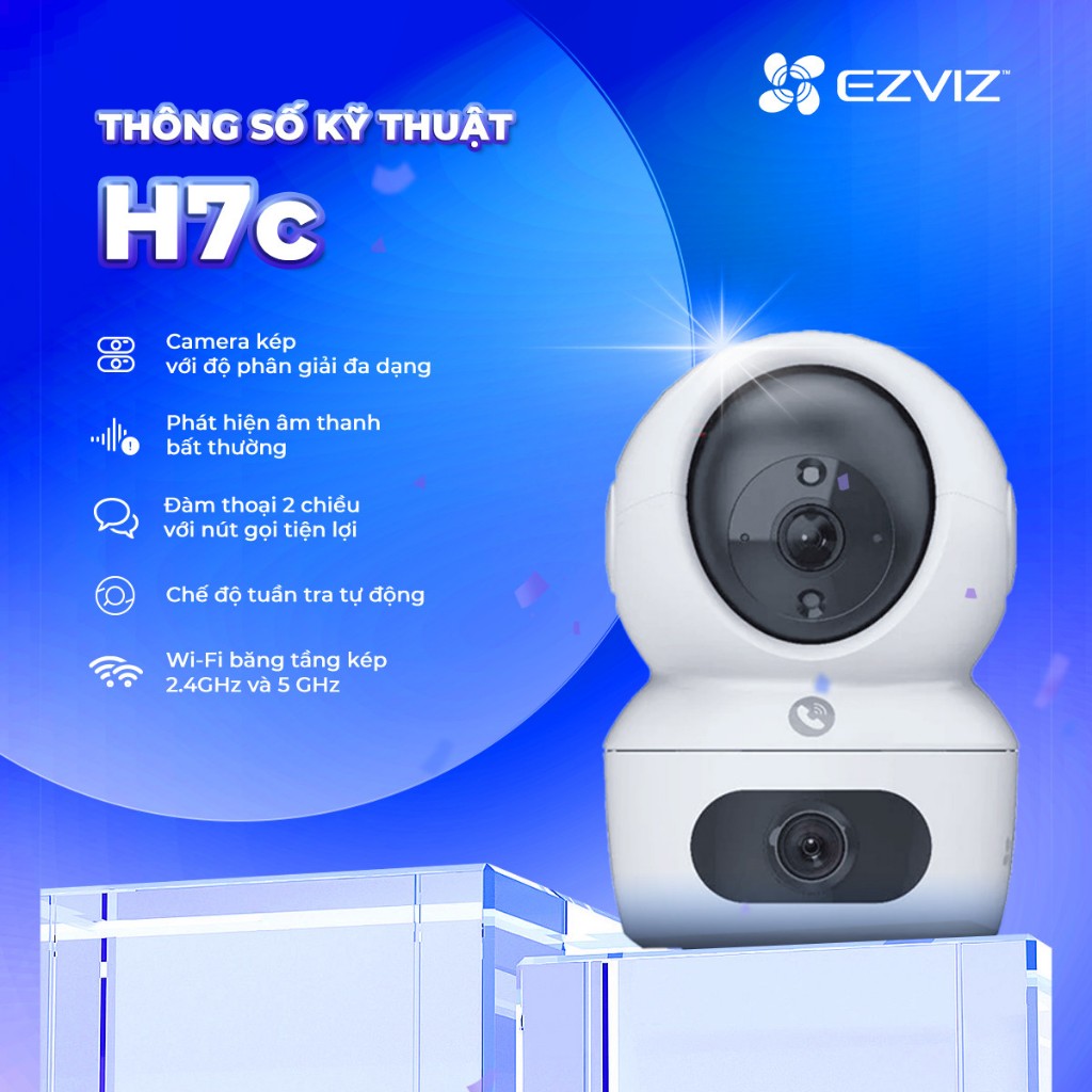 Camera Wifi EZVIZ 2 Mắt H7C Dual (4MP + 4MP), Xoay 360 Độ, Đàm Thoại 2 Chiều, Theo Dõi Chuyển Động 4