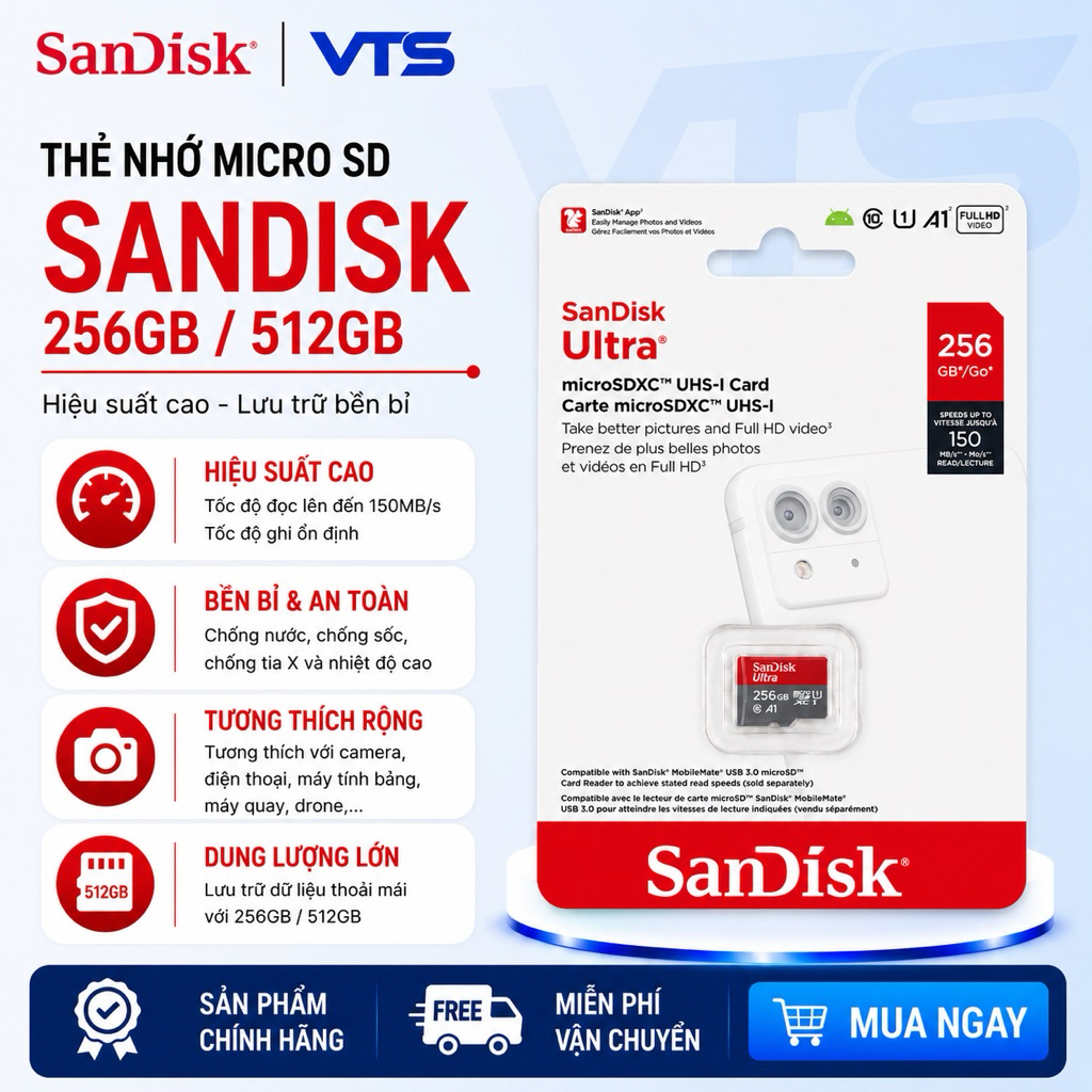 Thẻ Nhớ MicroSDXC SanDisk 256GB/512GB Ultra A1 C10 U1 UHS-I 150MB/s Chính Hãng, Bảo Hành 7 Năm 3