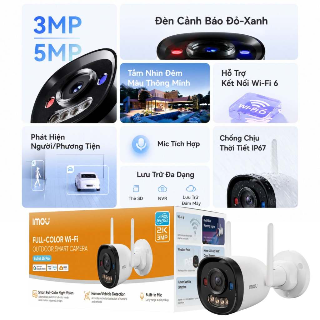 Camera Wifi IMOU Bullet 2E F32FP/F52FP/F32FP PRO/F52FP PRO Chỉ Thu Âm, Có Màu Ban Đêm, Báo Động 6