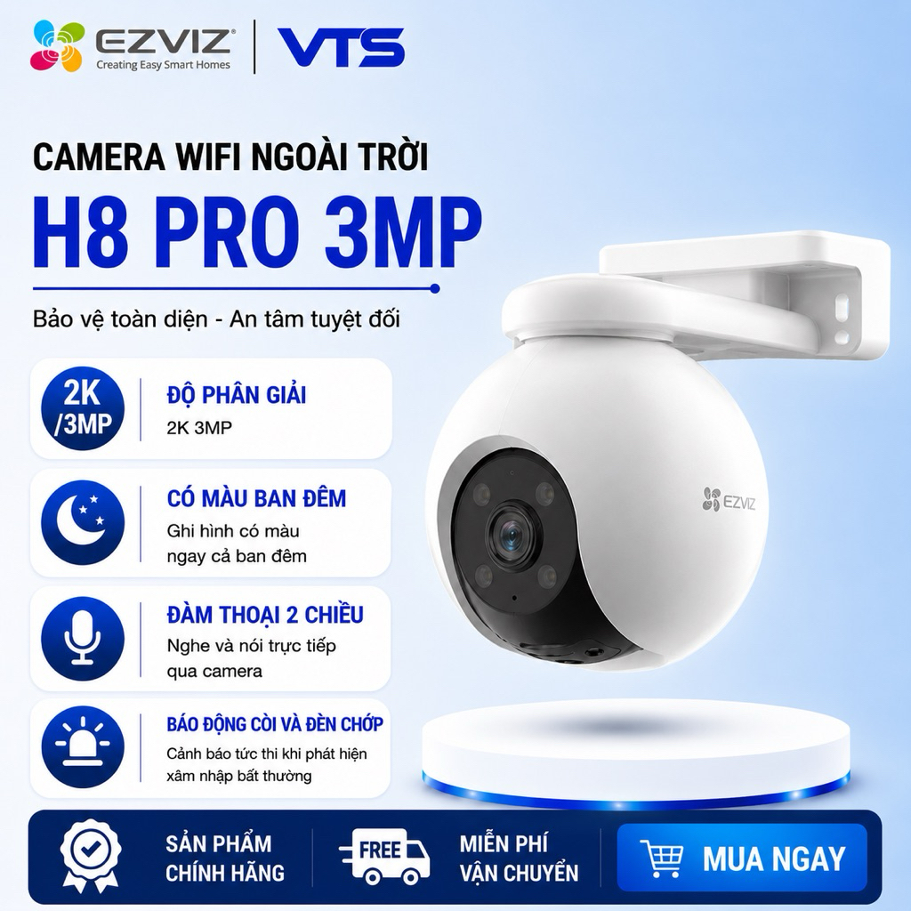 Camera Wifi EZVIZ H8 PRO 2K 3MP, Full Color, Xoay 360 độ, Đàm Thoại 2 Chiều, Phát Hiện Chuyển Động 2
