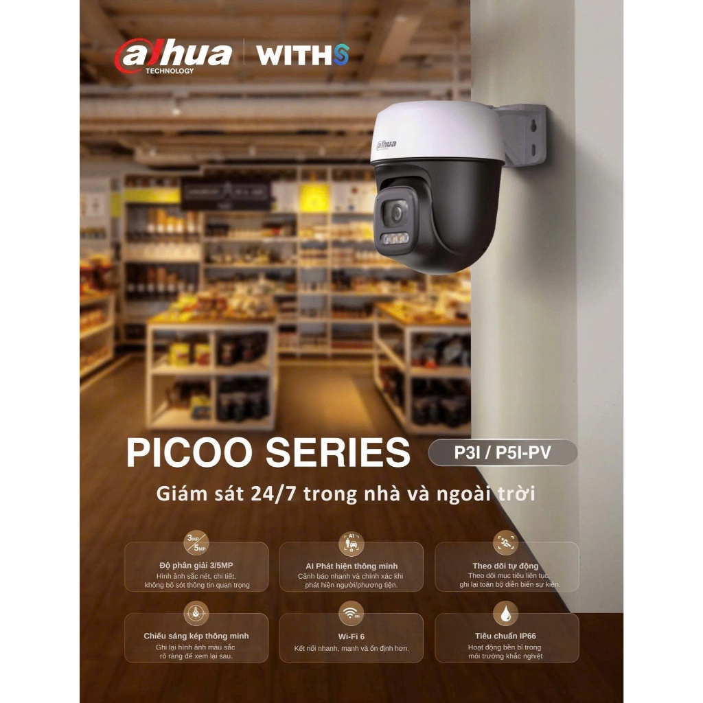 Camera Wifi DAHUA P3I 3MP/P5I 5MP Ngoài Trời, Có Màu Ban Đêm, Xoay 360 Độ, Đàm Thoại, Theo Dõi 2