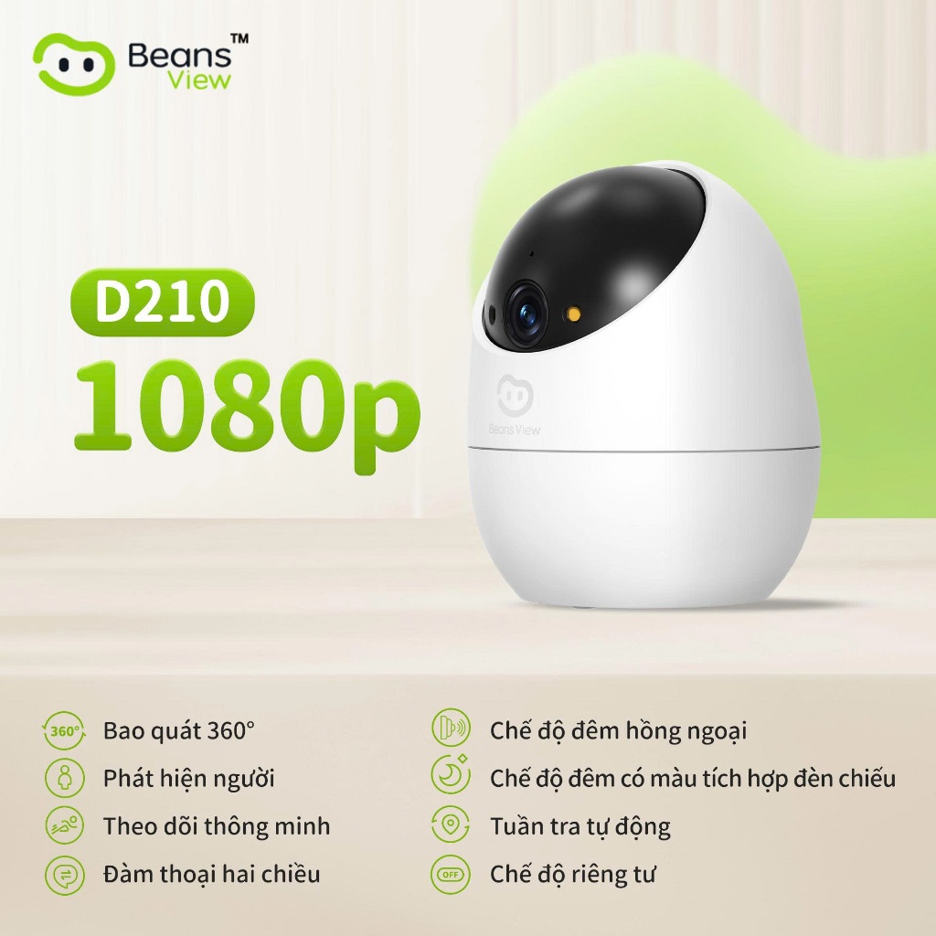 Camera Wifi BeansView D210 2MP/5MP Trong Nhà , Xoay 360 Độ, Đàm Thoại, Phát Hiện Người Và Thú Cưng 5